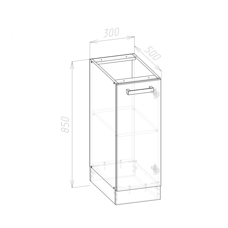 Шкаф кухонный нижний  Варя 300 3Н (Крафт золотой)
