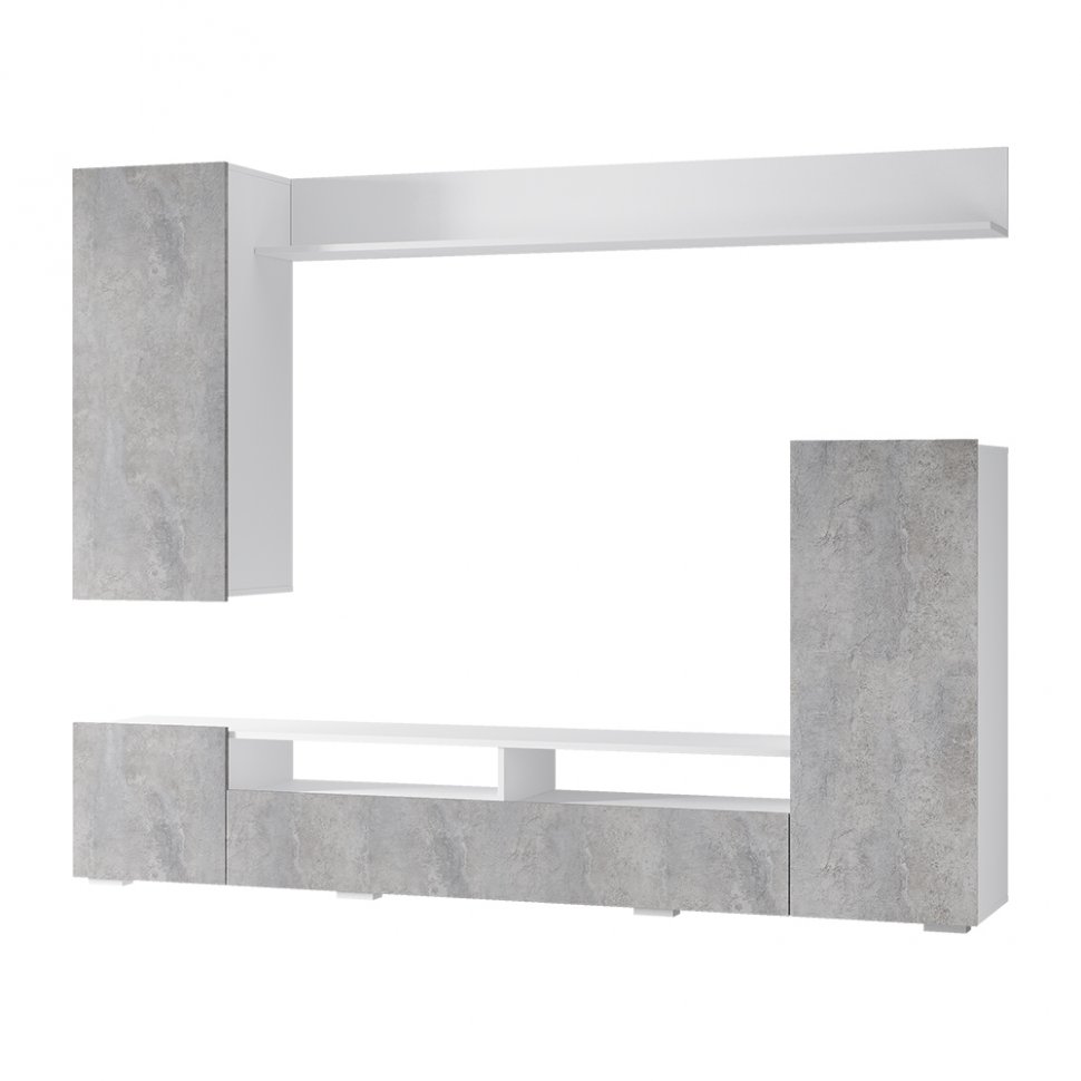 Стенка в гостиную Диаманд (БТС) Цемент / Белый