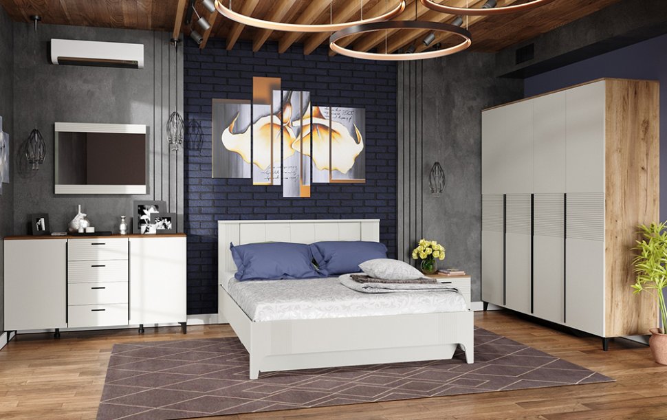 Спальня Белла (Ижмебель) Дуб Вотан / Тальк Компелект