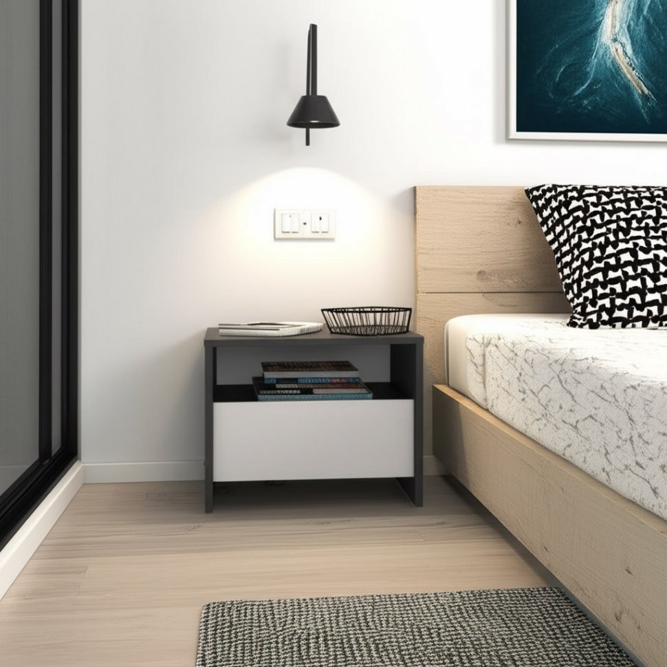 Тумба прикроватная Дольче Графит, Белый