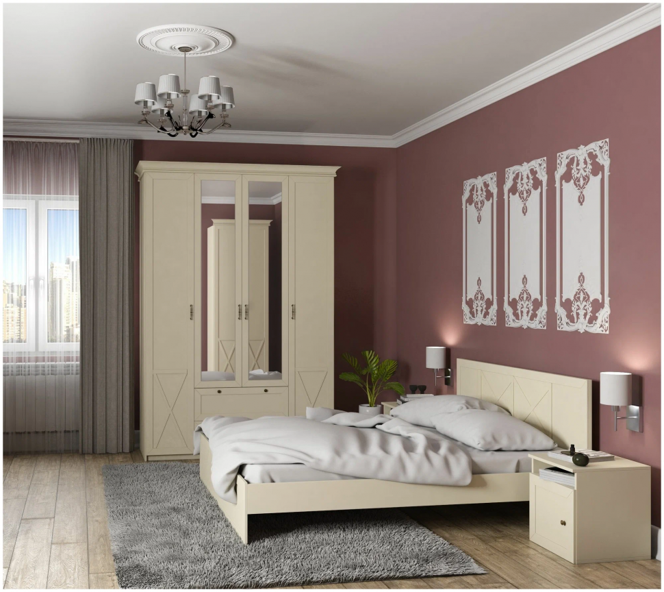 Бэль Шкаф четырехдверный / Слоновая кость