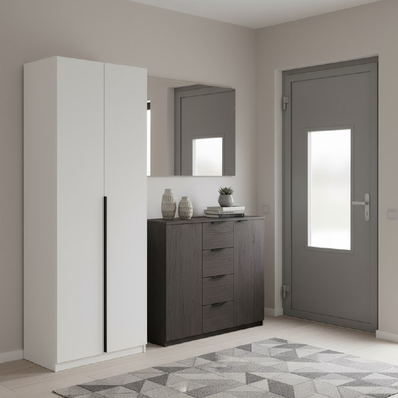 Шкаф распашной с наполнением (5 полок + 2 ящика) ШК 5 (800), Белый