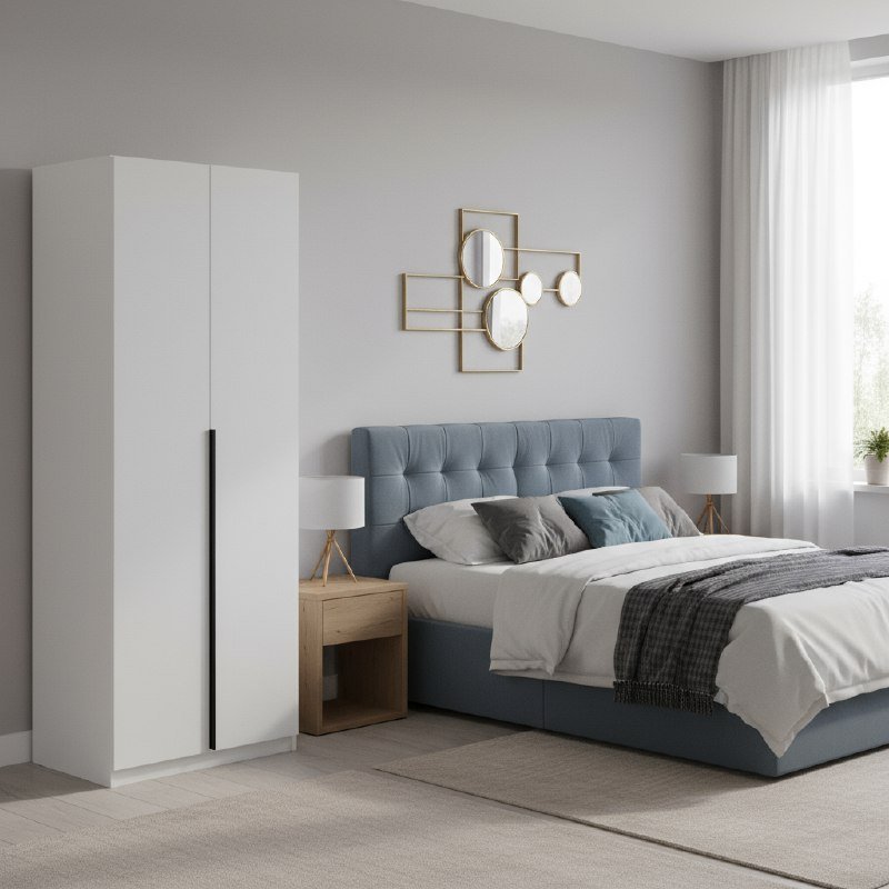 Шкаф распашной с наполнением (5 полок + 2 ящика) ШК 5 (800), Белый