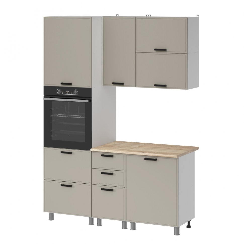 Кухня Аленушка 1,6м ПД 2 Магнолия Керамика,скоба черный,сонома