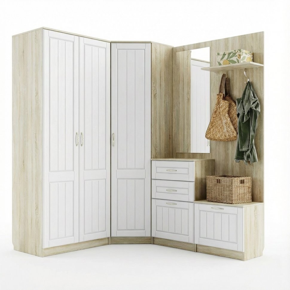 Прихожая Оливия-5 Дуб Сонома/белое дерево