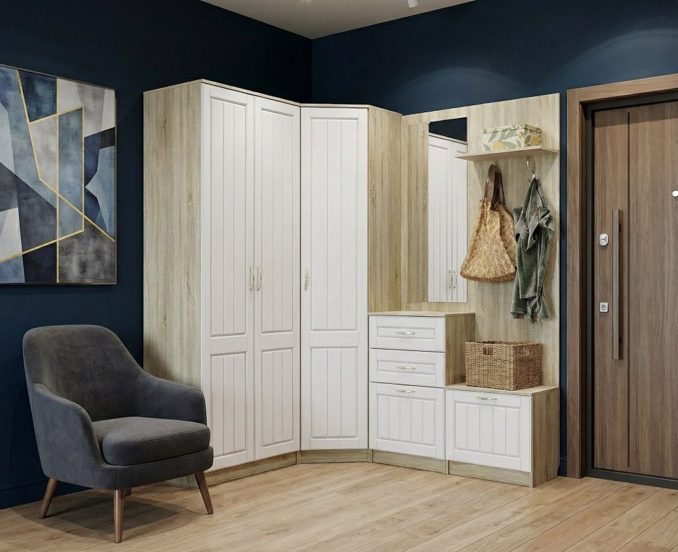 Прихожая Оливия-5 Дуб Сонома/белое дерево