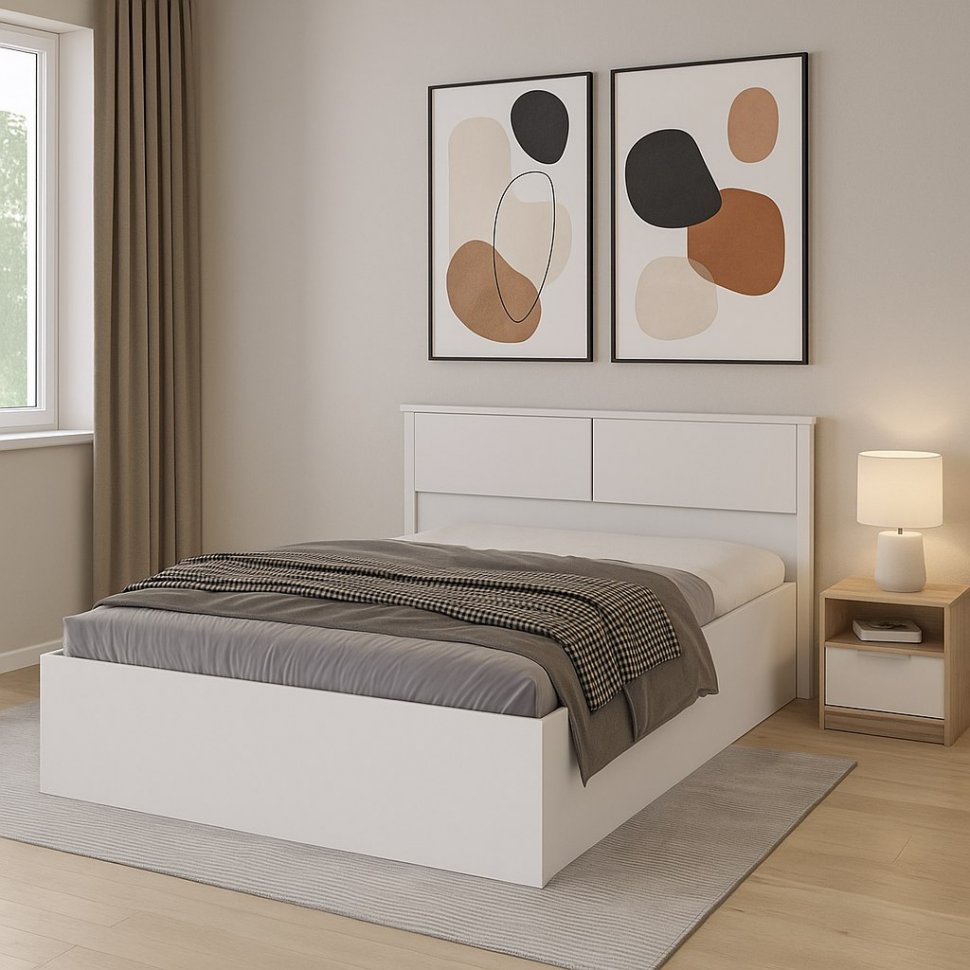 Кровать с настилом ДСП Толедо ТКР-1 140х200, Белый