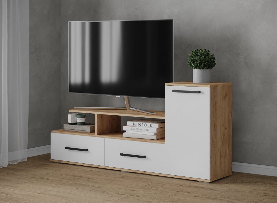 Тумба ТВ Парус-1 (ТЭКС) Белый / Дуб Крафт