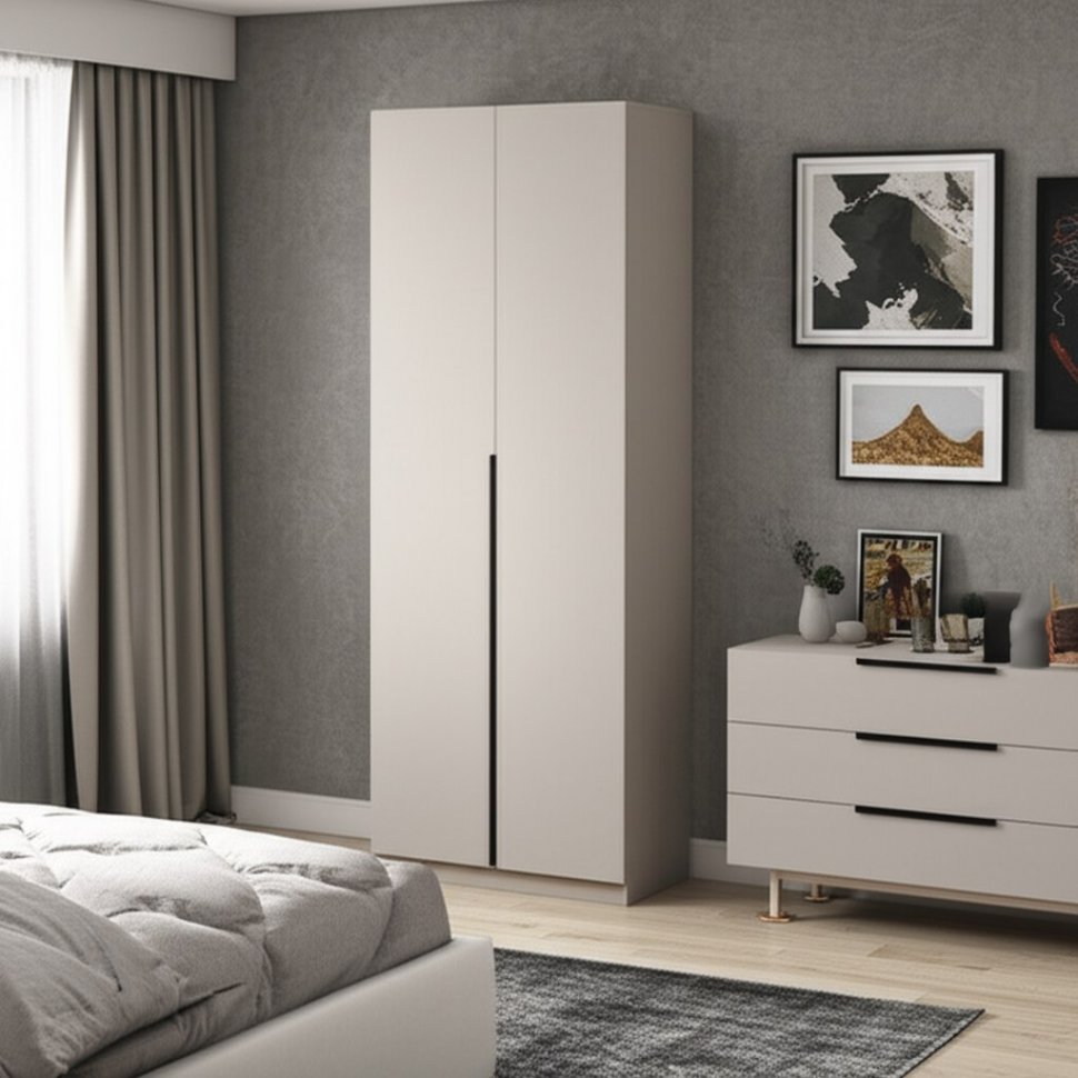 Шкаф распашной с наполнением (5 полок + 2 ящика) ШК 5 (800), Меланж