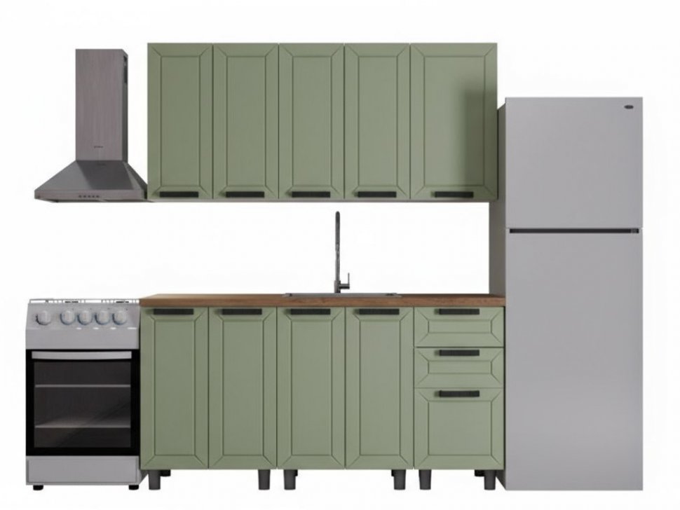 Кухня Аленушка 1,6м Лилия Фиcташка/Фисташка,скоба черный,черный