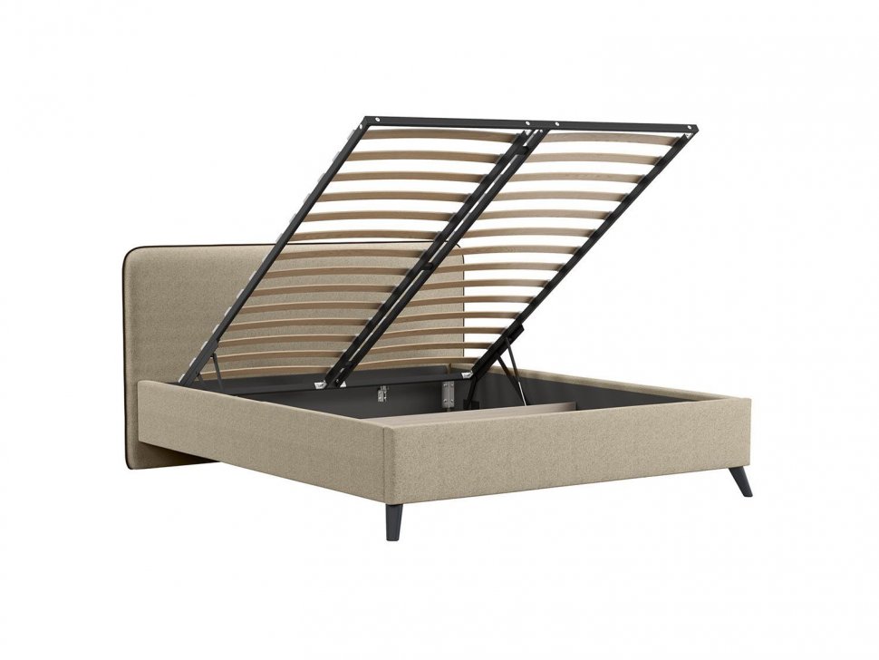 Миа кровать 180 Bravo light brown (бежево-коричневый) / кант Лайт 10 Велюр (коричневый)