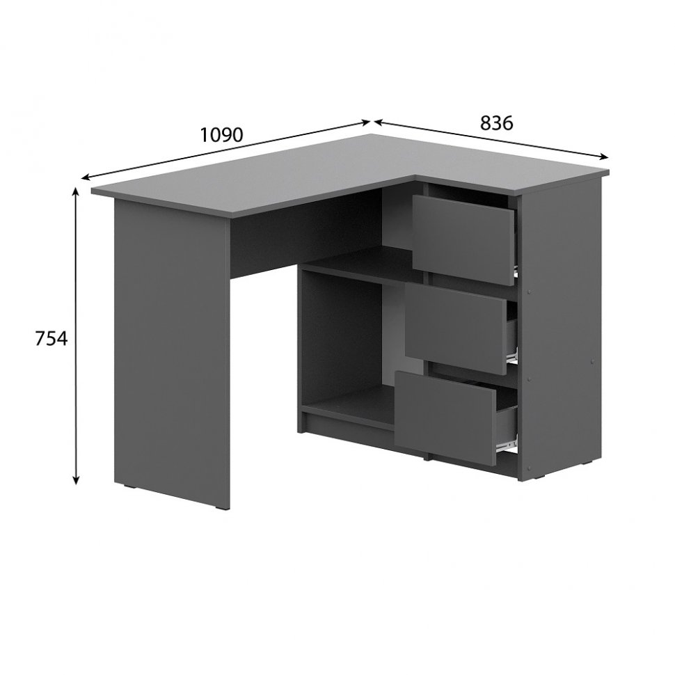 Стол письменный угловой Денвер (Графит серый)