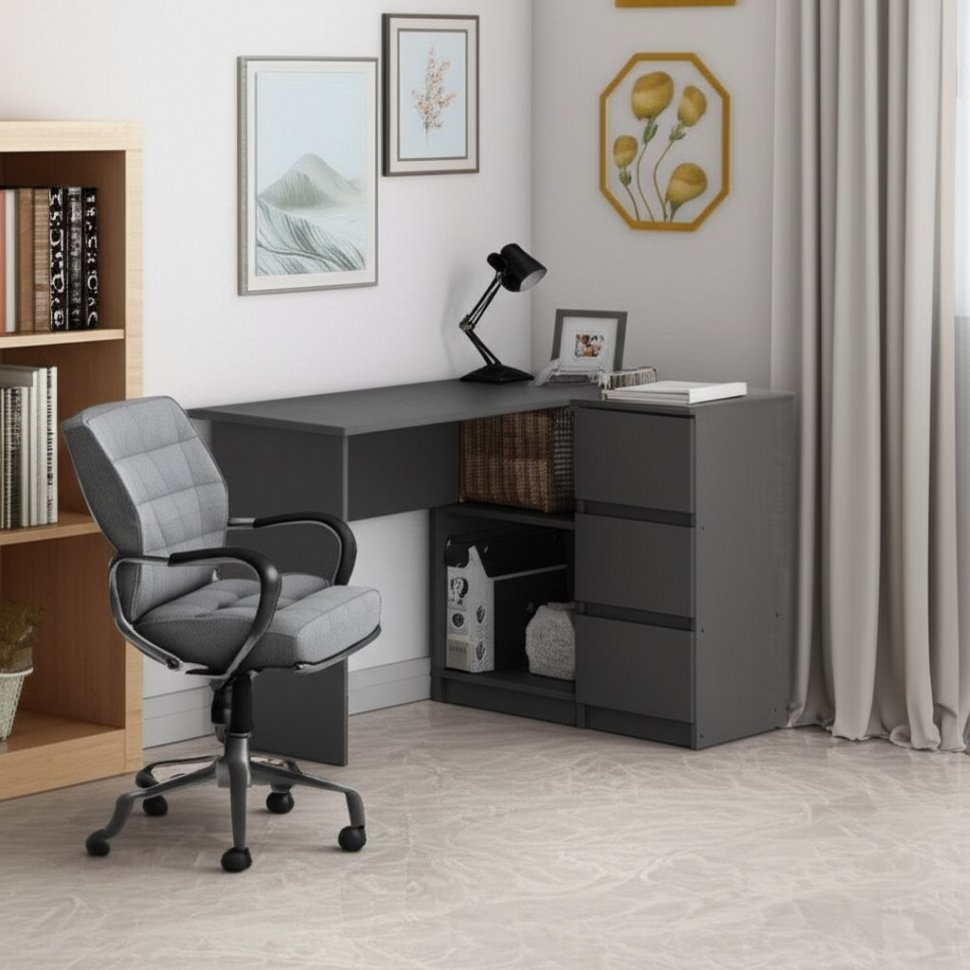 Стол письменный угловой Денвер (Графит серый)