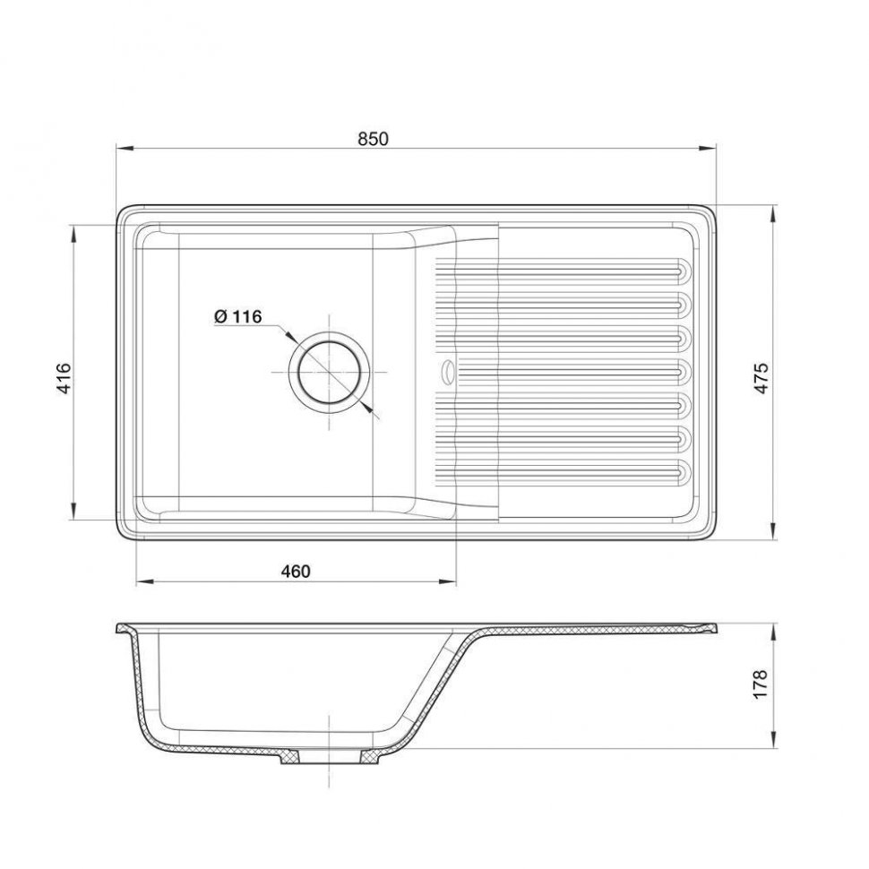 Мойка QUARZ 73, черный