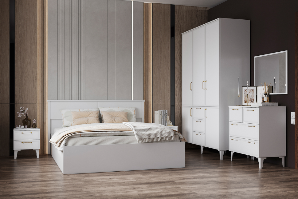 Шкаф трехстворчатый с ящиками Толедо ТШ-24, Белый