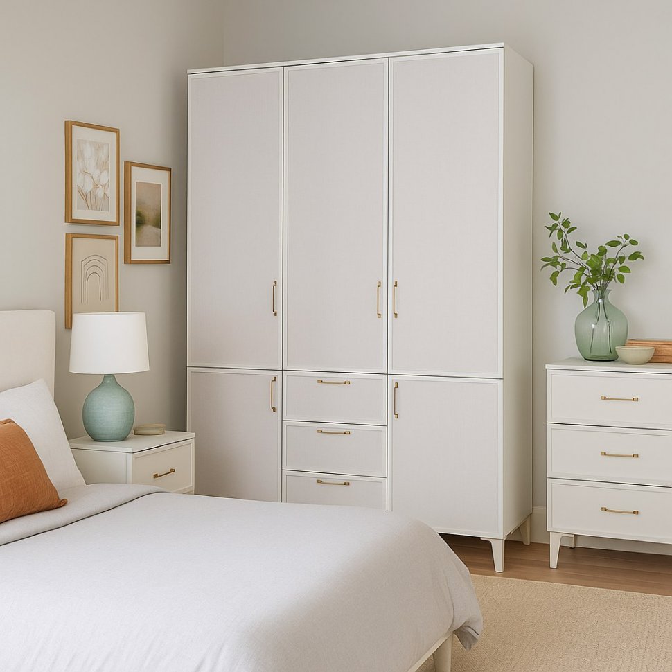 Шкаф трехстворчатый с ящиками Толедо ТШ-24, Белый