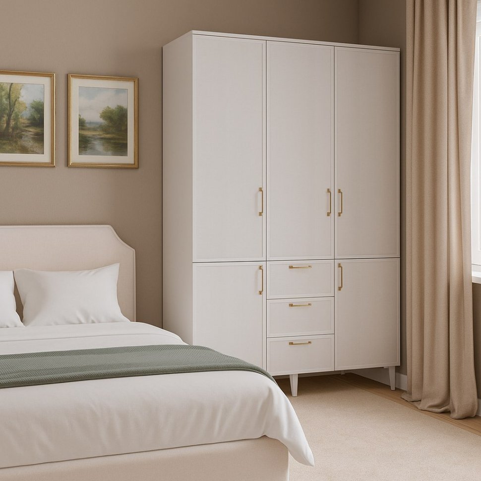 Шкаф трехстворчатый с ящиками Толедо ТШ-24, Белый