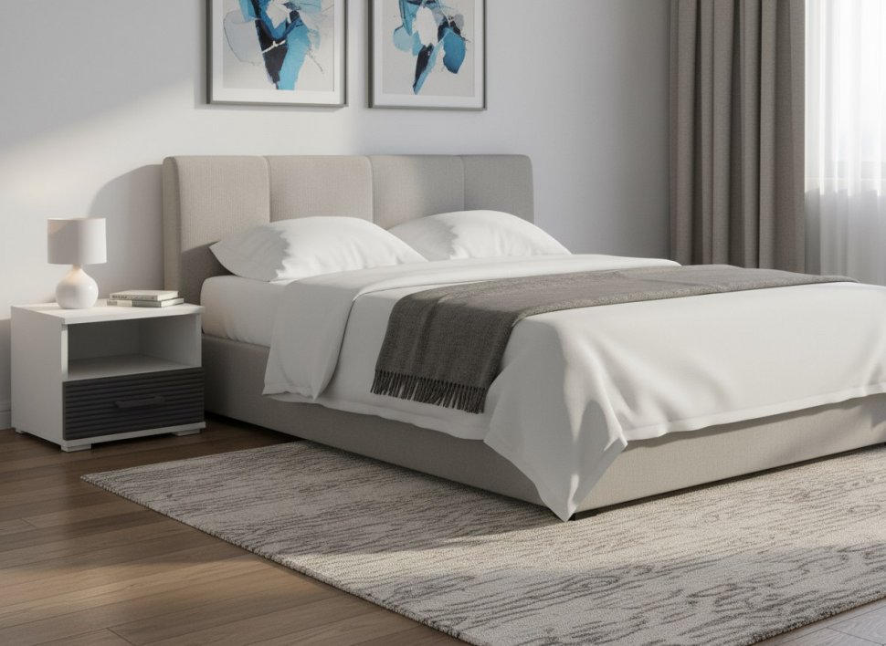 Сити 67 тумба прикроватная Белая Аляска / Черный