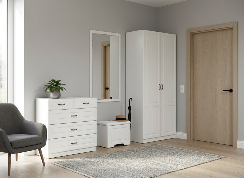 Прихожая Ливерпуль 3 Белый/Ясень ваниль