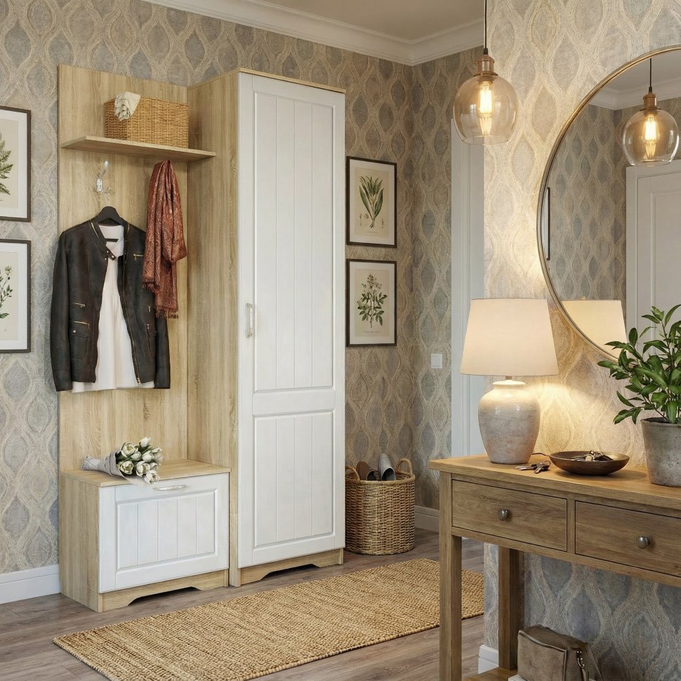 Прихожая Оливия-3 Дуб Сонома/белое дерево