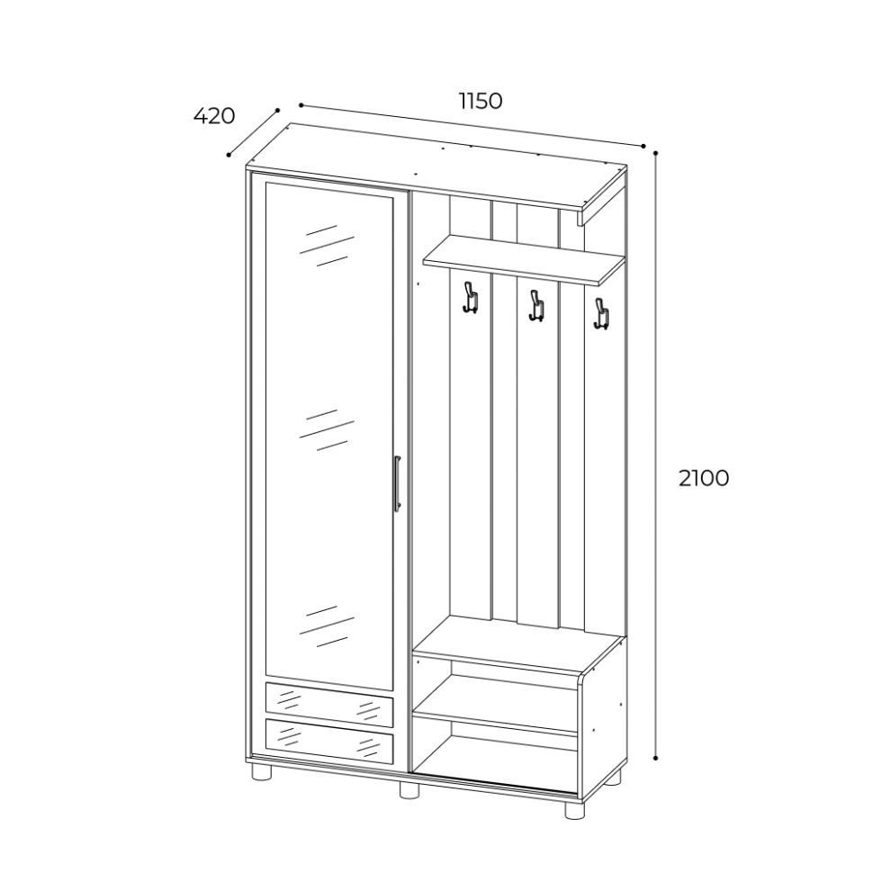 Прихожая Ларго-2 (ТЭКС) Белый