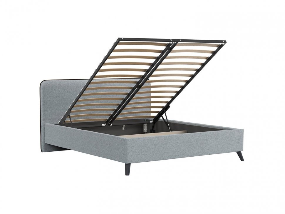 Миа кровать 180 Bravo grey (серый) / кант Лайт 10 Велюр (коричневый)