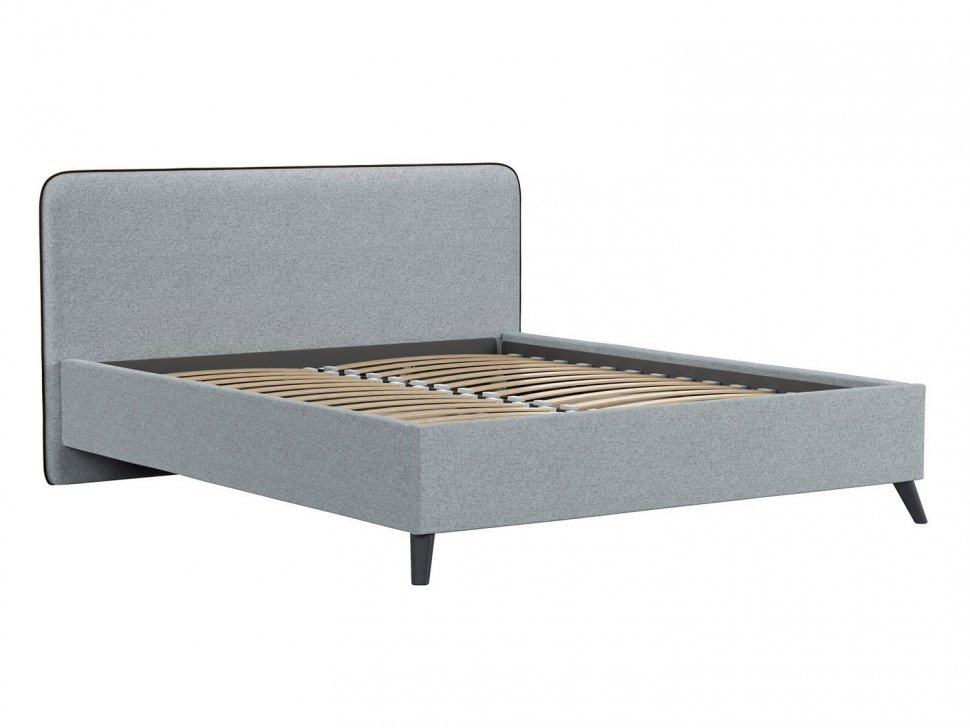 Миа кровать 180 Bravo grey (серый) / кант Лайт 10 Велюр (коричневый)