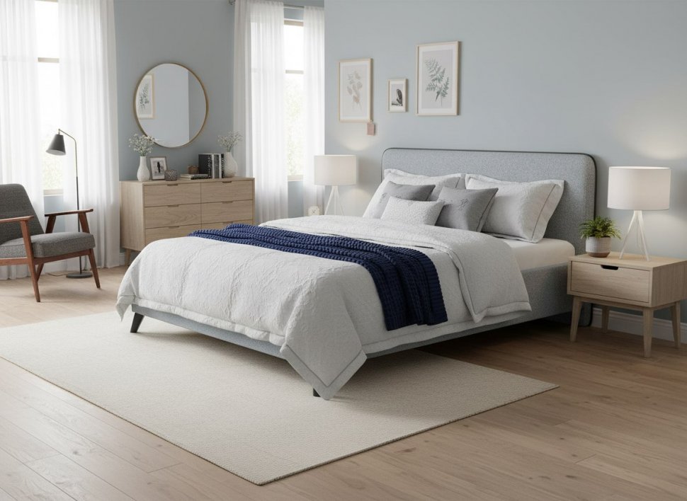 Миа кровать 180 Bravo grey (серый) / кант Лайт 10 Велюр (коричневый)