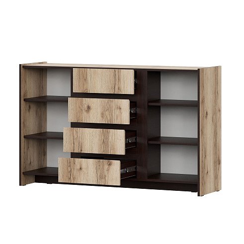 Тумба с ящиками и створками Прага (SV-Мебель) Дуб Делано