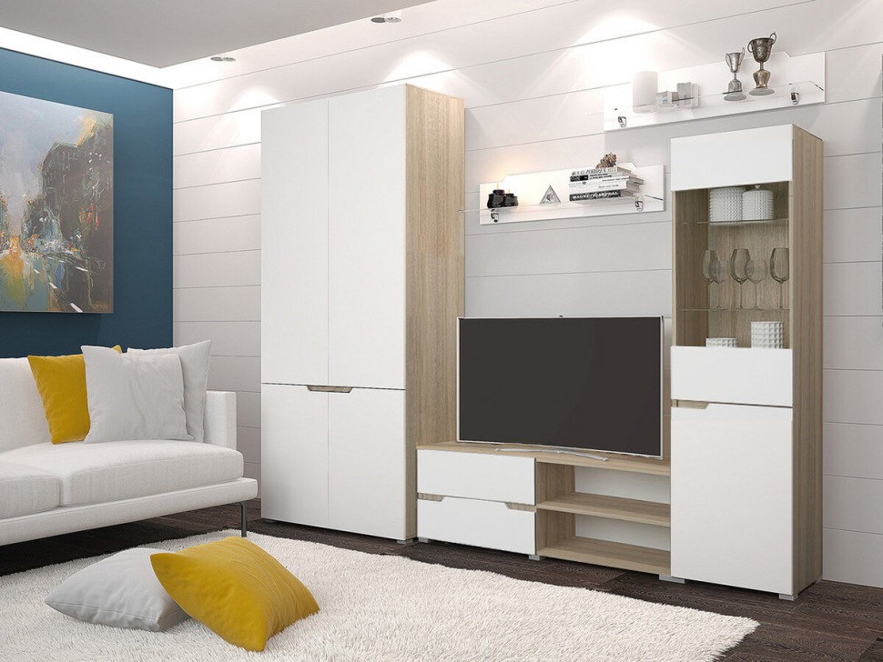 Гостиная Анталия-1 (Горизонт) Белый софт