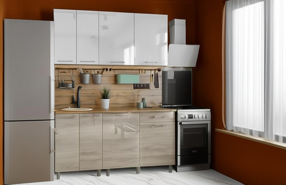 Кухня Танго 1,6 м, Белый, Дуб Шале