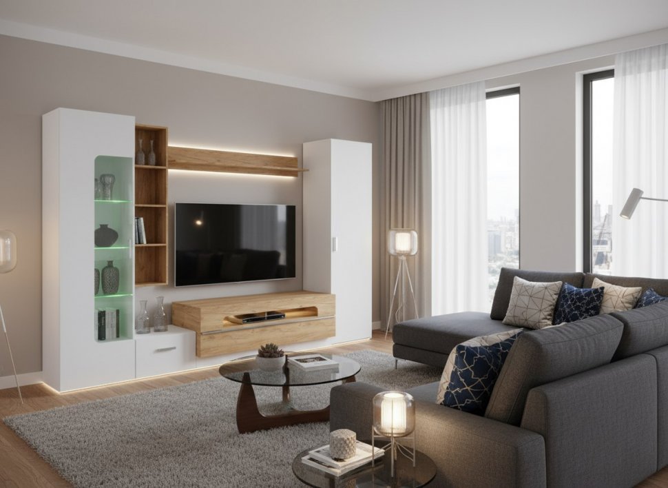 Loft - 20 стенка ТВА Белый / Дуб Вотан