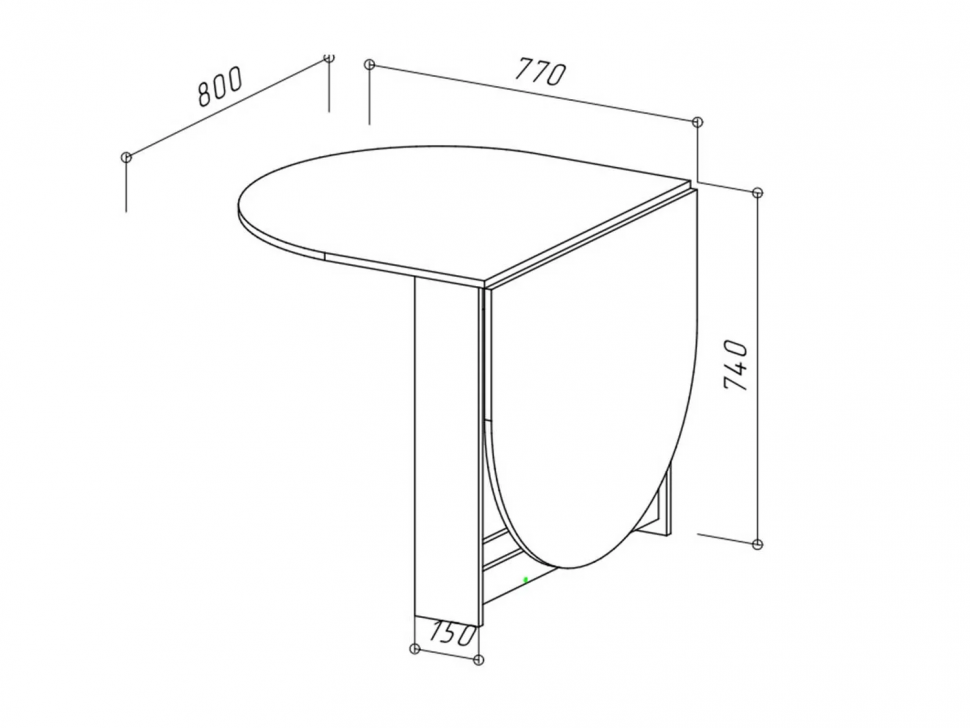 Стол раскладной овальный Черный / Бетон
