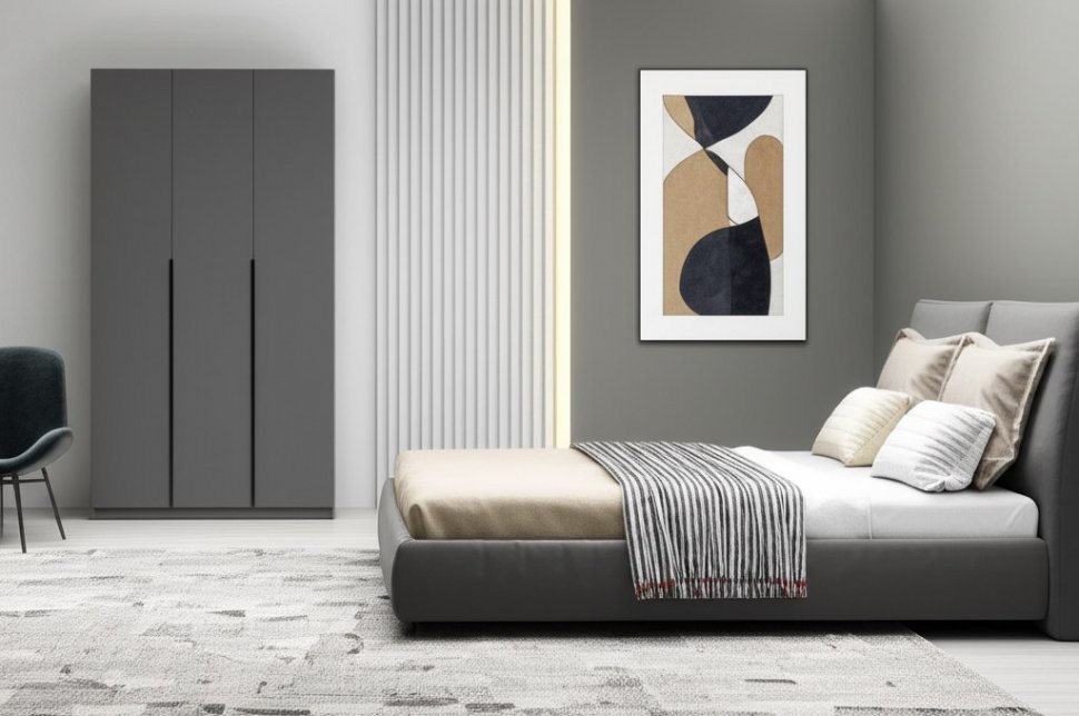 Шкаф распашной с наполнением (7 полок + 2 ящика + штанга) ШК 5 (1200), Графит