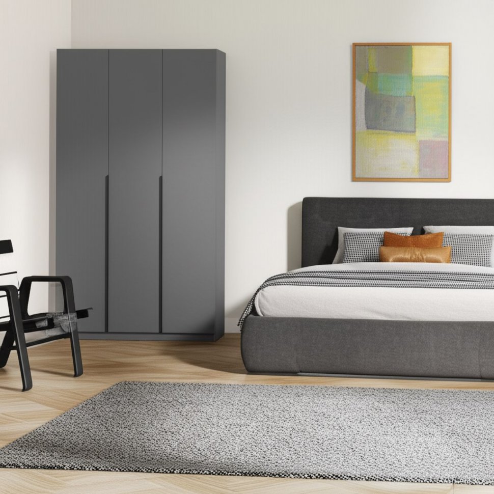 Шкаф распашной с наполнением (7 полок + 2 ящика + штанга) ШК 5 (1200), Графит