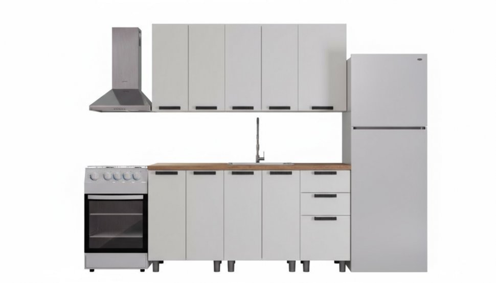 Кухня Аленушка 1,6м Лаванда Молочный/Молочный,скоба черный,черный