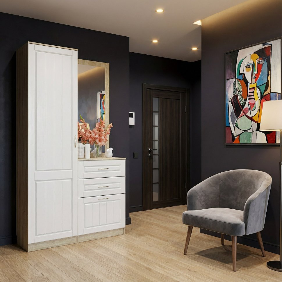 Прихожая Оливия-2 Дуб Сонома/белое дерево