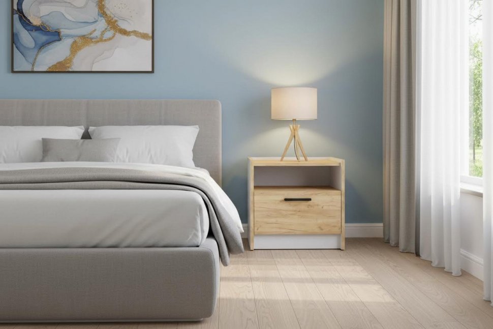 НМ 011.15 Тумба прикроватная Оттавия Белый/Дуб золотой