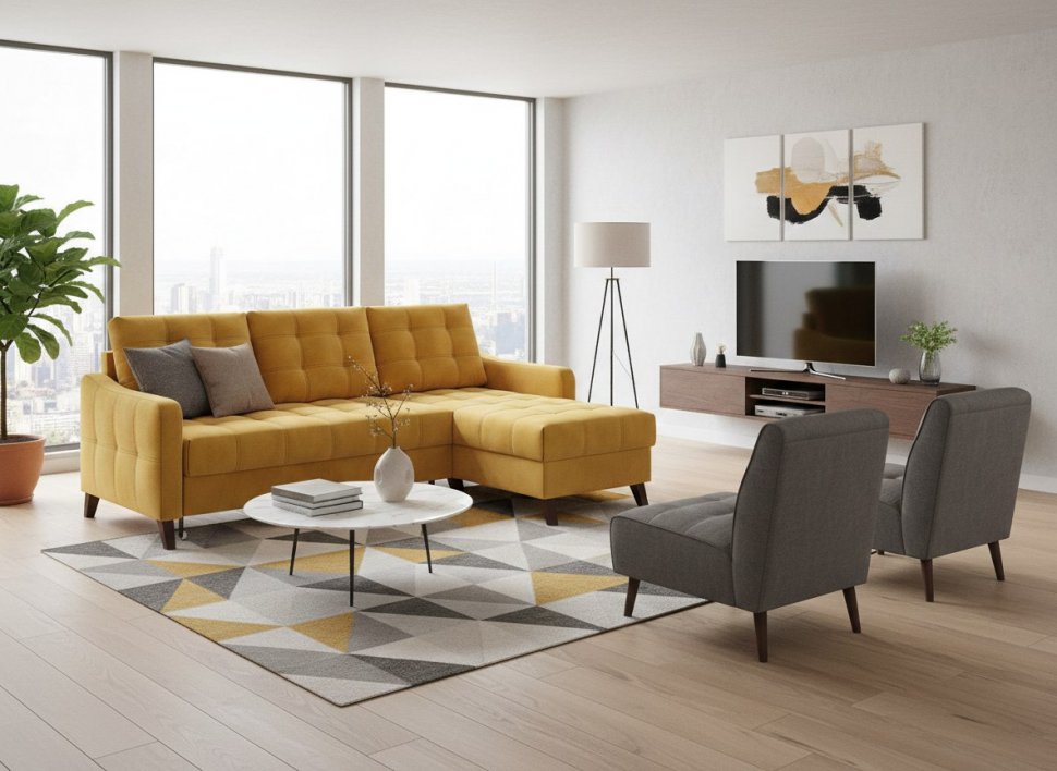 Диван угловой Римини-1 Ультра Мустард