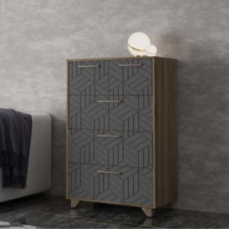 Комод Амстердам Дуб Самдал/Серый графит