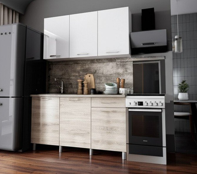 Кухня Танго 1,5 м, Белый, Дуб Шале