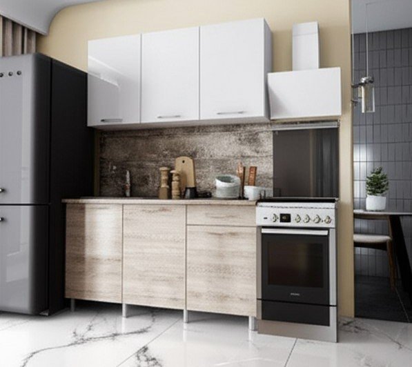 Кухня Танго 1,5 м, Белый, Дуб Шале