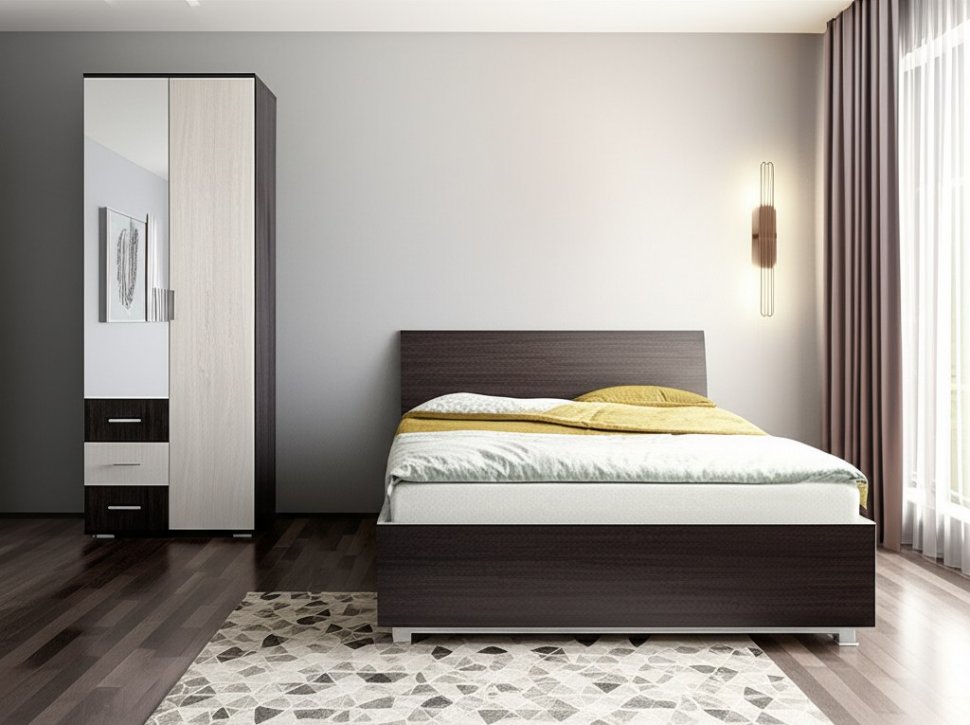 Шкаф двухдверный Белла, венге/ясень белый