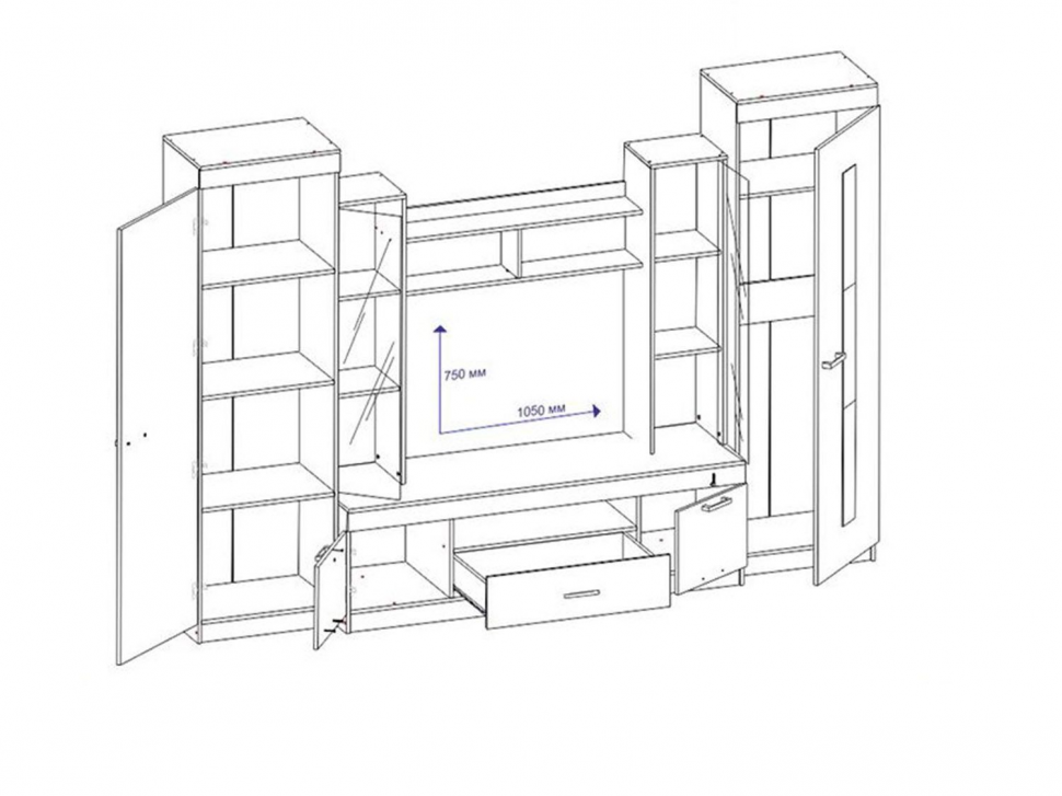 Рио 25 стенка ТВА Бодега Темный / Светлый