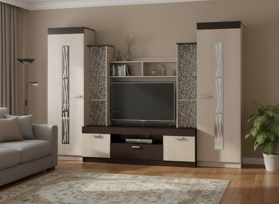 Рио 25 стенка ТВА Бодега Темный / Светлый