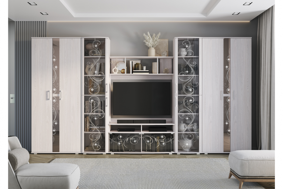 Шкаф двухстворчатый Флоренция, Ясень белый