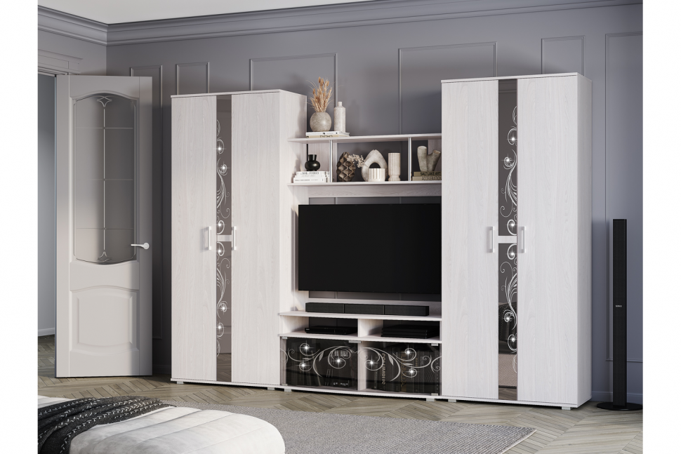 Шкаф двухстворчатый Флоренция, Ясень белый