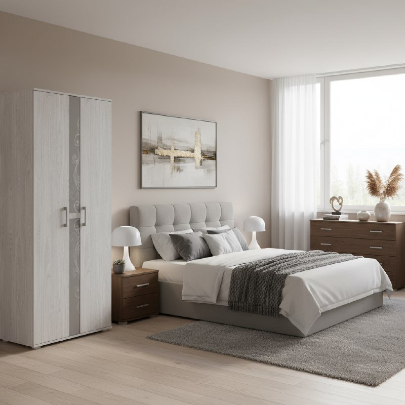 Шкаф двухстворчатый Флоренция, Ясень белый