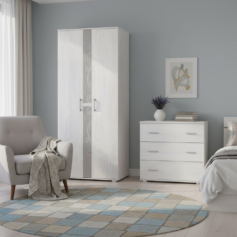 Шкаф двухстворчатый Флоренция, Ясень белый