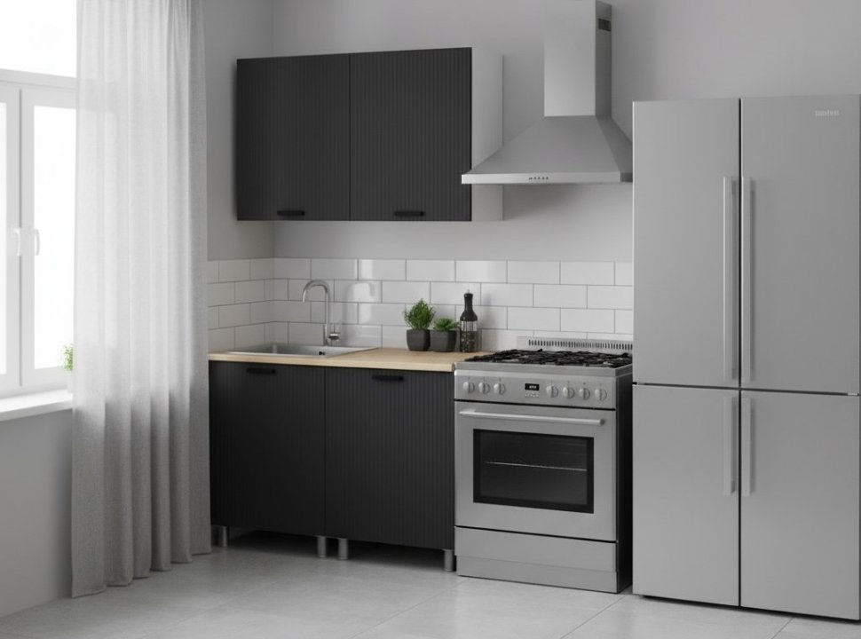 Кухня Аленушка 1,2м Лотос Сталь,скоба антрацит,сонома